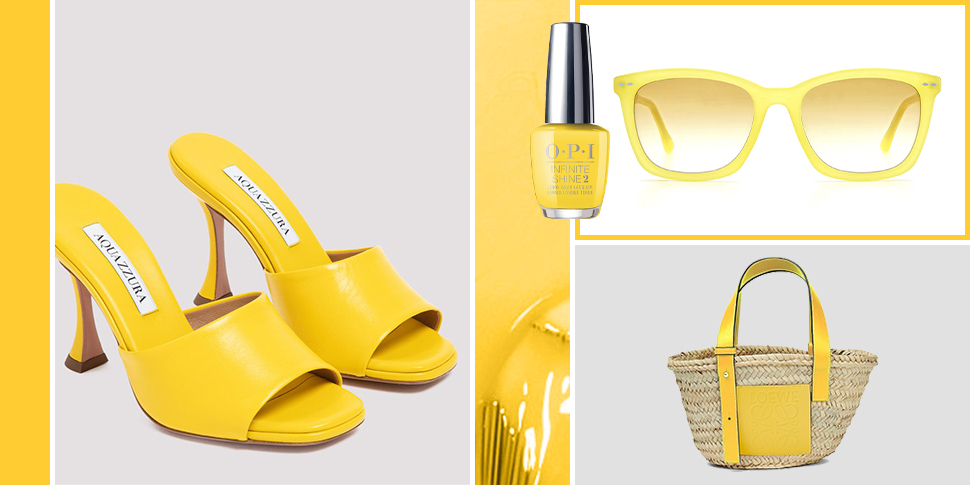 cabi-Clothing-spring-2021-yellow-Color-Guide_body02 Various yellow accessories to add to the yellow color guide including nail polish, handbags, sunnies and heels.